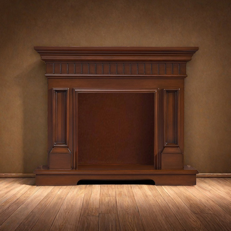 Fashion simple three-dimensional line fireplace, 40.15" H x 47.24" W x 12.99" D, Brown