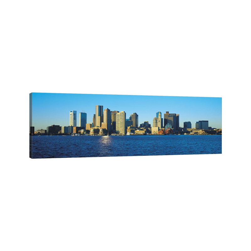 Boston Skyline Cityscape - Wrapped Canvas Panoramic Print, 30.48 cm H x 91.44 cm W x 3.175 cm D