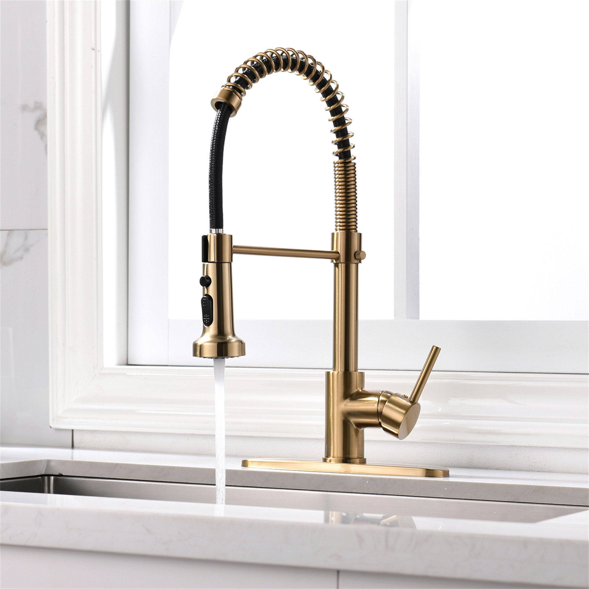 Robinet D’évier De Cuisine – Bridge, Levier Simple, Finition Oil Rubbed Bronze, Pommeau Extracteur