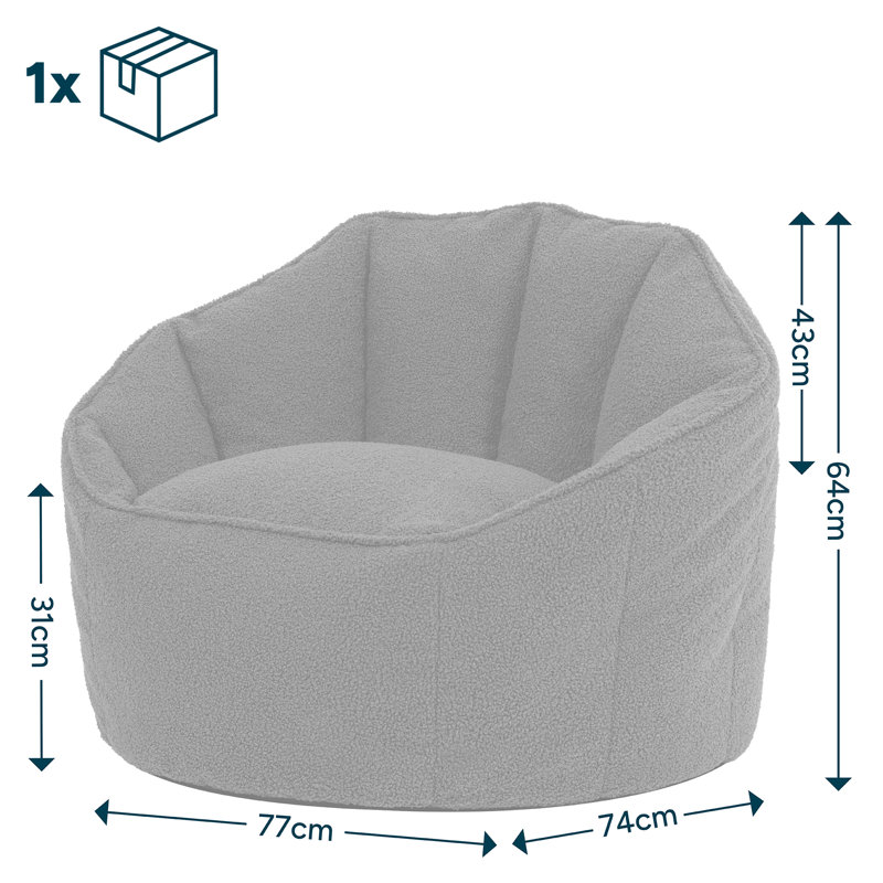 Boucle Bean Bag Chair, Cream