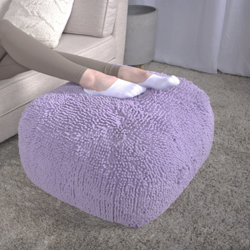 Repose-pieds pouf carré en microfibre lavande