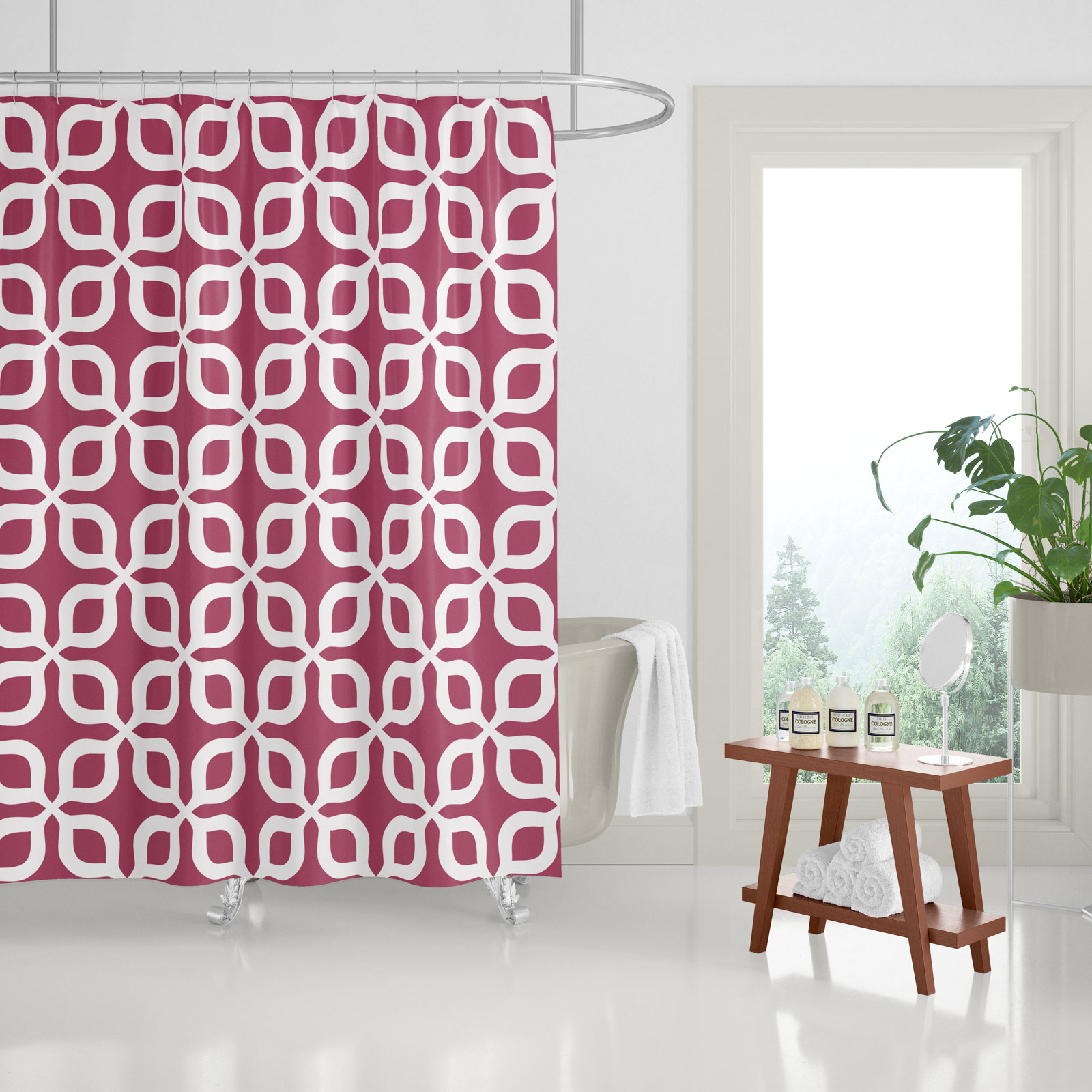Pipper Polyester Shower Curtain, Magenta