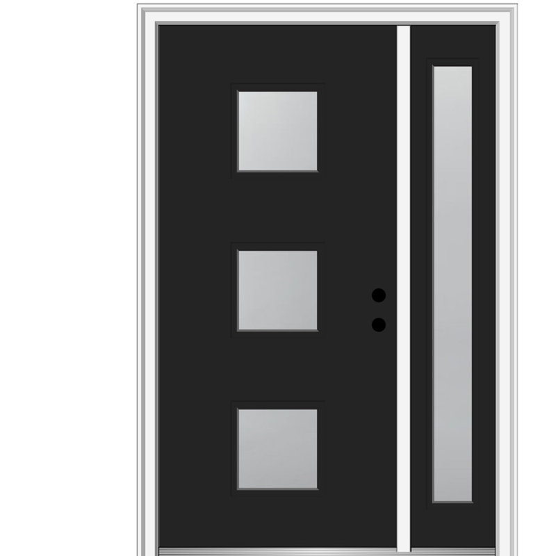 Porte d'entrée en acier pré-montée en verre Spotlight, Côté gauche, H 81,75 po x l 51,5 po x P 4,56 po