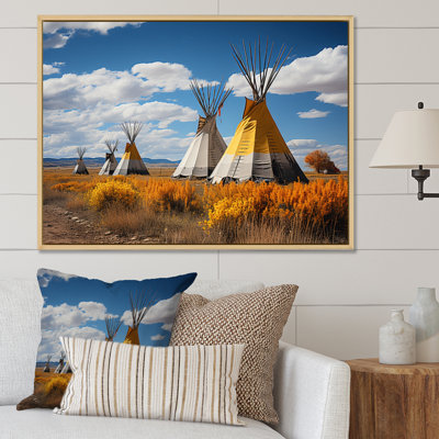 Yellow Native Tipi Path To Spirituality III - Native American Wall Art Living Room