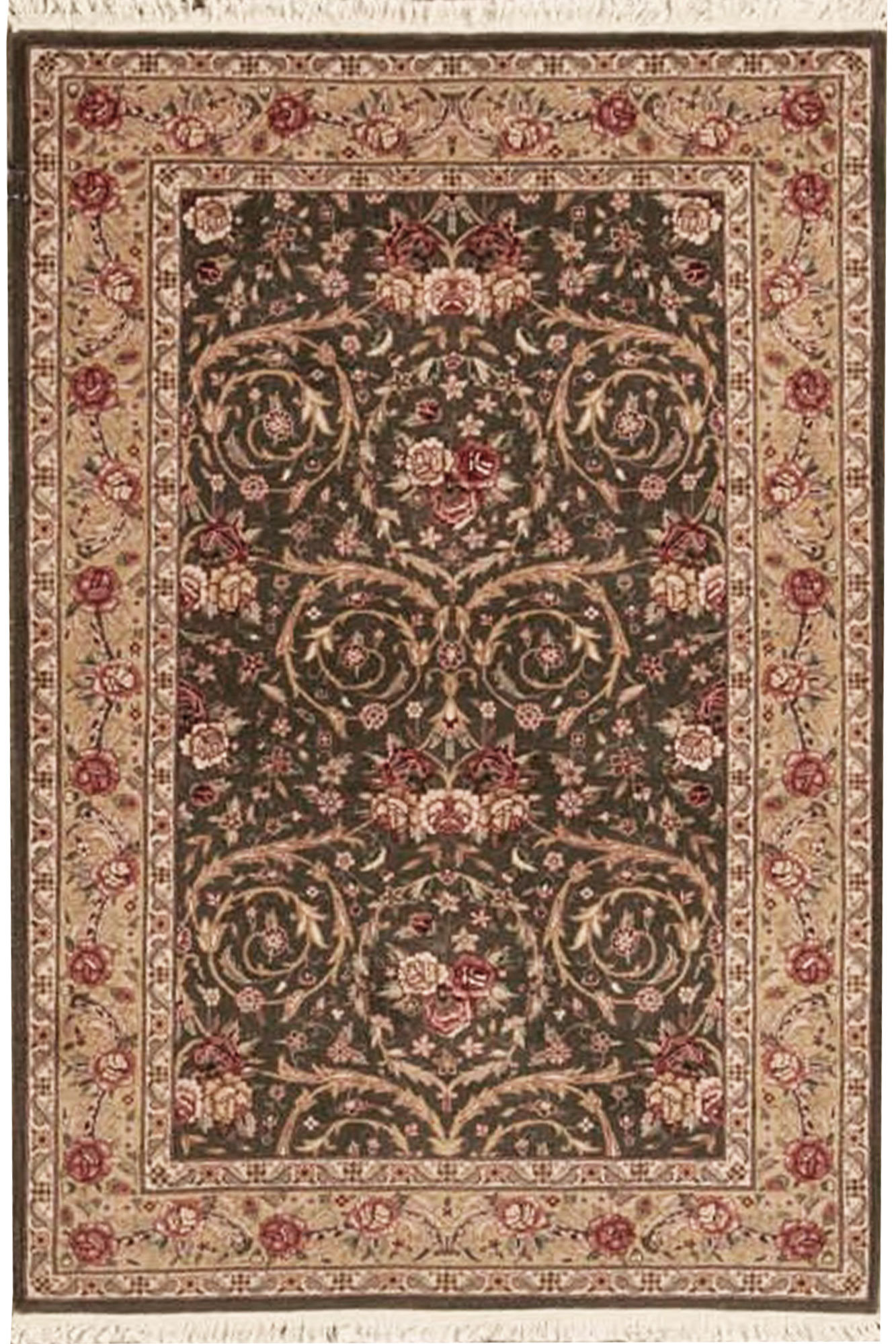 Bokara Rug Co., Inc. HandKnotted HighQuality Olive Green and Gold