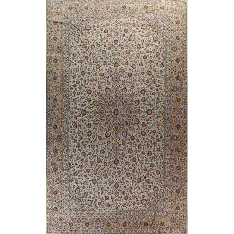 One-of-a-Kind 12'10" X 19'3" 1960s Wool Area Rug in Ivory