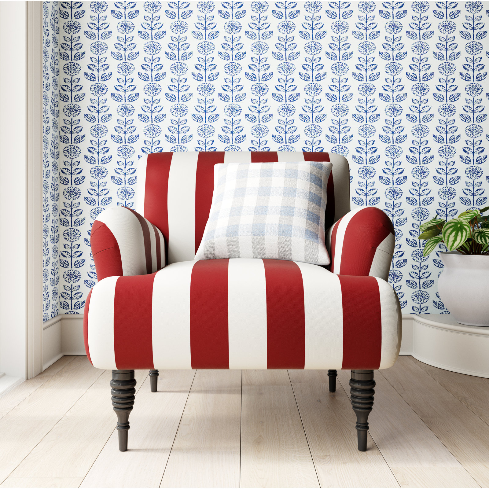 Fairhope 32'' Wide Cotton Armchair, Red 100% Cotton