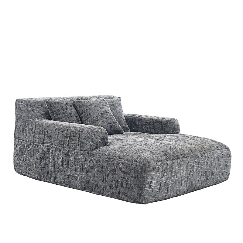 Chaise longue avec trois coussins Lazy, Gris