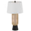 Lampe de table en osier - 76 cm de hauteur, osier tressé et fini noir, abat-jour en tissu rigide blanc, ampoule DEL 100 W, culot E26 à 3 intensités, veilleuse 2 W.
