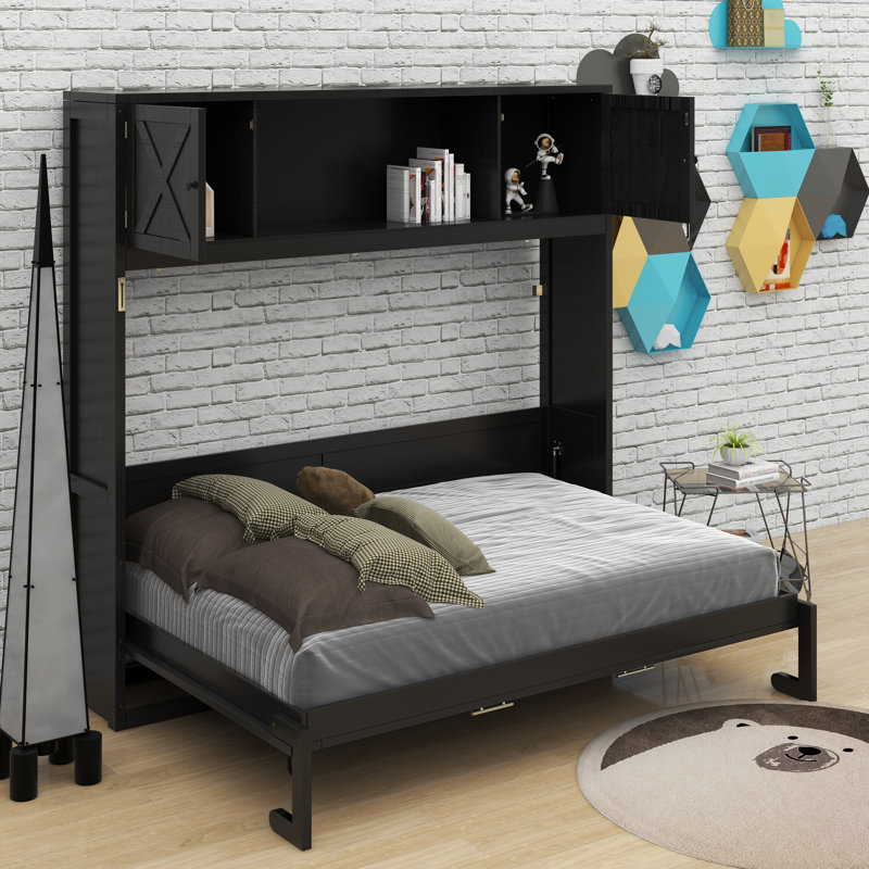 Full Size Murphy Bed With Storage Cabinets