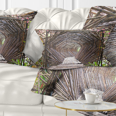 Landscape Printed Bamboo Tunnel in the Garden Lumbar Pillow
