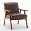 Chaise moderne, chaise de salon avec structure en bois massif, chaise d'appoint à dossier très épais, fauteuil à oreilles