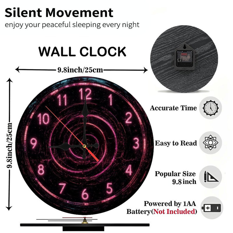 Horloge lumineuse avec centre en spirale
