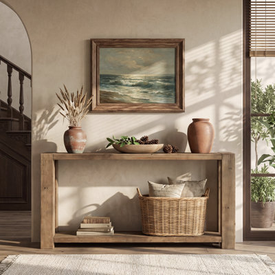 63" Solid Wood Console Table, 2-Tier
