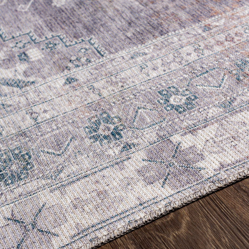 Agalia Machine Washable Oriental Charcoal/Gray Area Rug, Runner 2'7" x 10'