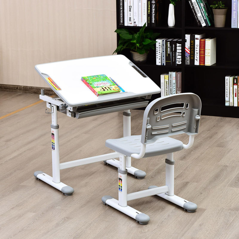 Erico 66cm Art Desk Chair Set, White/Grey