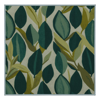 Machine Washable Botanical Blue Area Rug