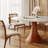 Farmhouse Glossy Sintered Stone Round Dining Table Solid Wood Pedestal Base For Kitchen & Dining Room-1064768824-1064768831