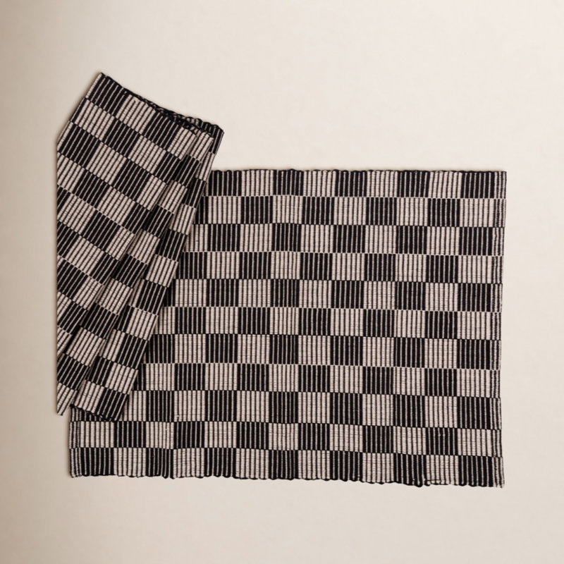 Napperon à carreaux tissés à la main S / 4, Noir, noir, noir, noir