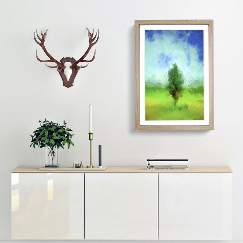 Isolated Tree in Abstract - Framed Print, 48cm H x 36cm W x 2cm D, Oak Framed
