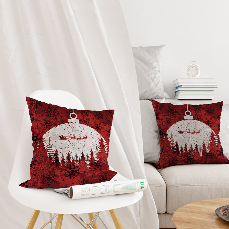 Coussin décoratif intérieur / extérieur Santa's Sleigh, 16 po x 1 po, Carré