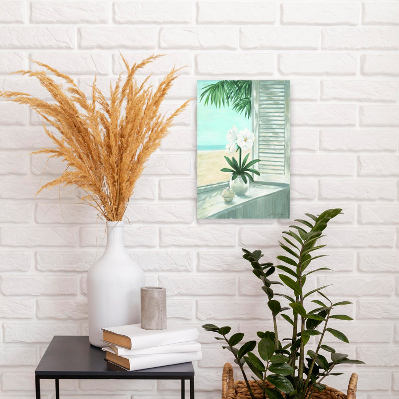 White Flowers Beach View by Renate Holzner - Wrapped Canvas Print, 45.72 cm H x 30.48 cm W