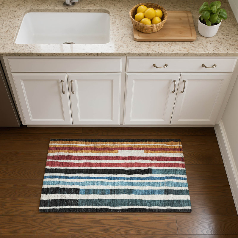 Premium Machine Washable Kemmer AMF1961 Stripes Rug, Rectangle 1'8" x 2'6"