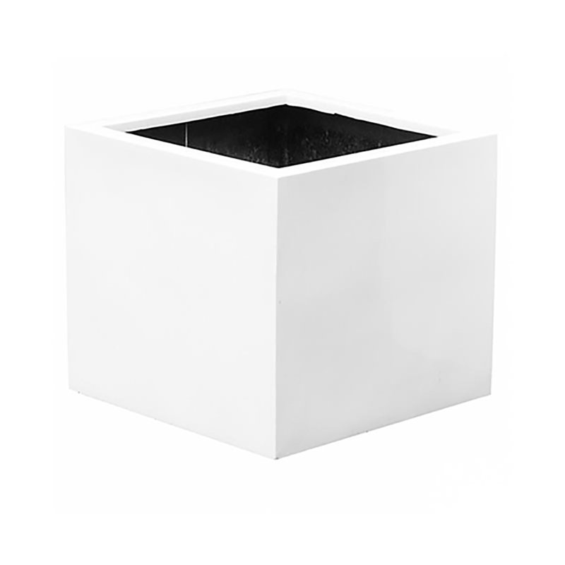 Boîte à fleurs Palatino Fiberstone, H 19 po x l 20 po x P 20 po, Blanc/Noir