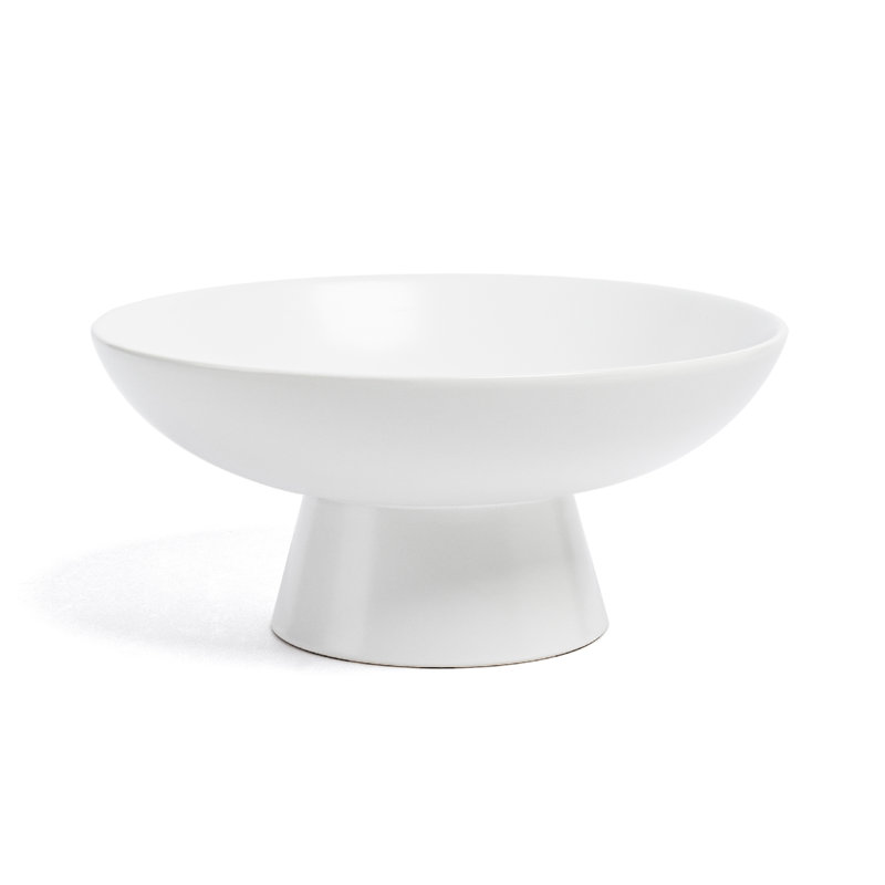 White Ceramic Footed Serving Bowl - 11" Diameter