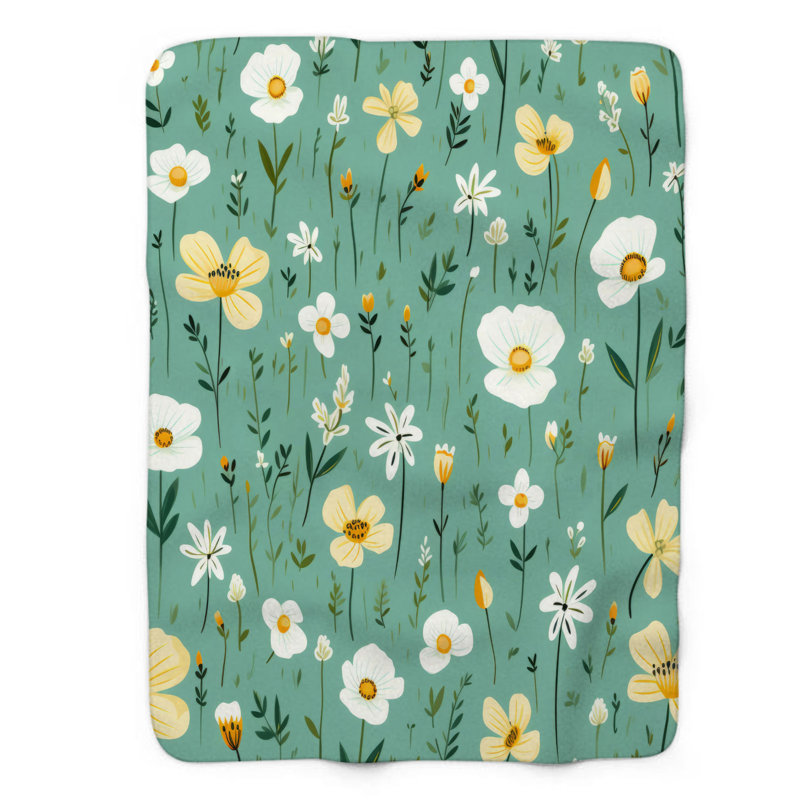 Mini fleurs - couverture sherpa de qualité supérieure 1 pièce, L 50 po x L 60 po
