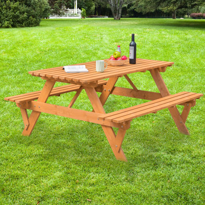 Parlington Wooden Picnic Table by Arlmont & Co.