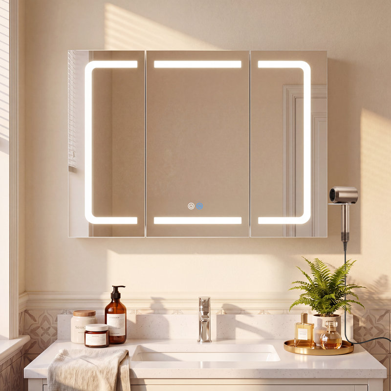 W H Medicine Cabinet Mirror, 60cm H x 80cm W x 17cm D