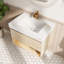 Meuble-lavabo flottant de 30 po avec lavabo, armoire de rangement en contreplaqué, tiroir et tablette avec capteur de lumière, lavabo encastré en céramique et plateau en pierre frittée dorée calacatta, pré-assemblé, finition texturée en travertin-1758326578