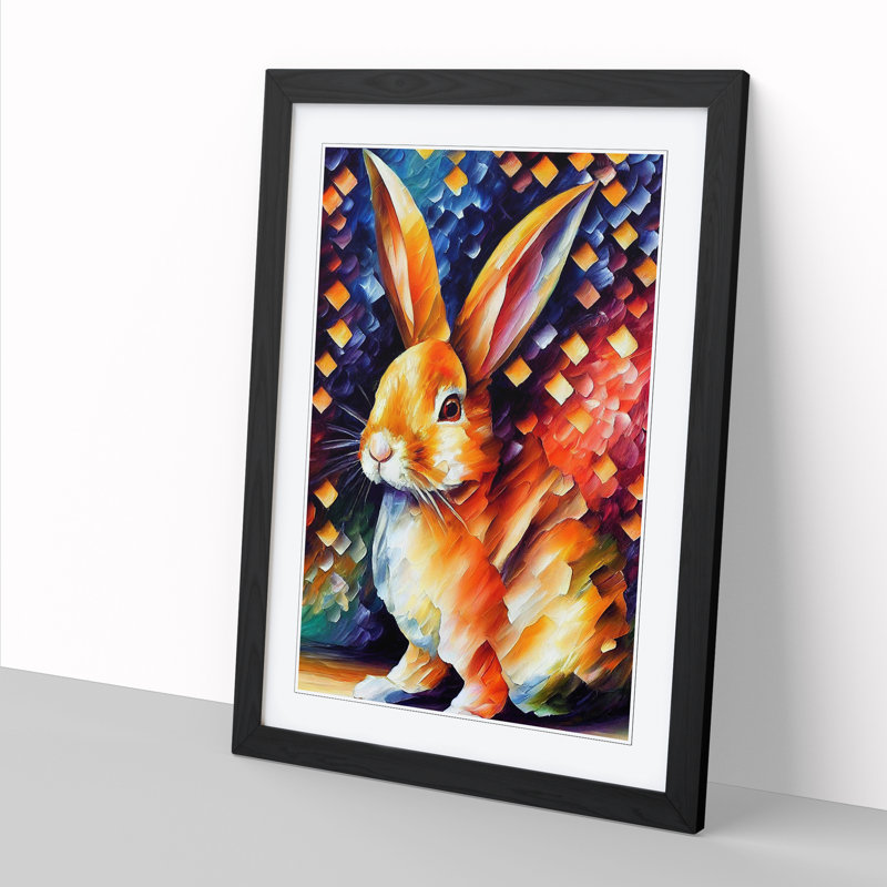 Rabbit - Single Picture Frame Painting, 64cm H x 46cm W x 2cm D, Black