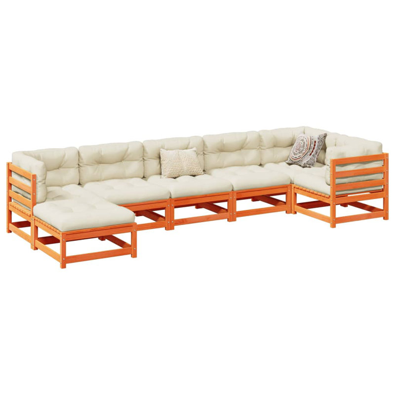 Ensemble de canapé de patio en bois massif 7 pièces Lark Manor ™, Beige / brun cire