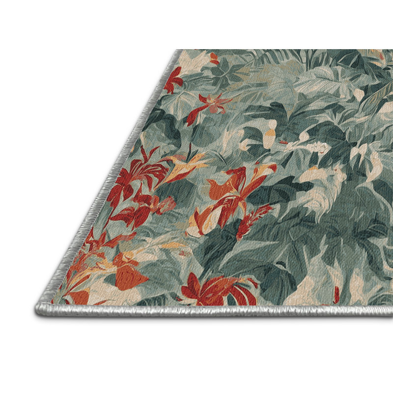 Machine Washable Beige Area Rug, Rectangle 5' x 8'