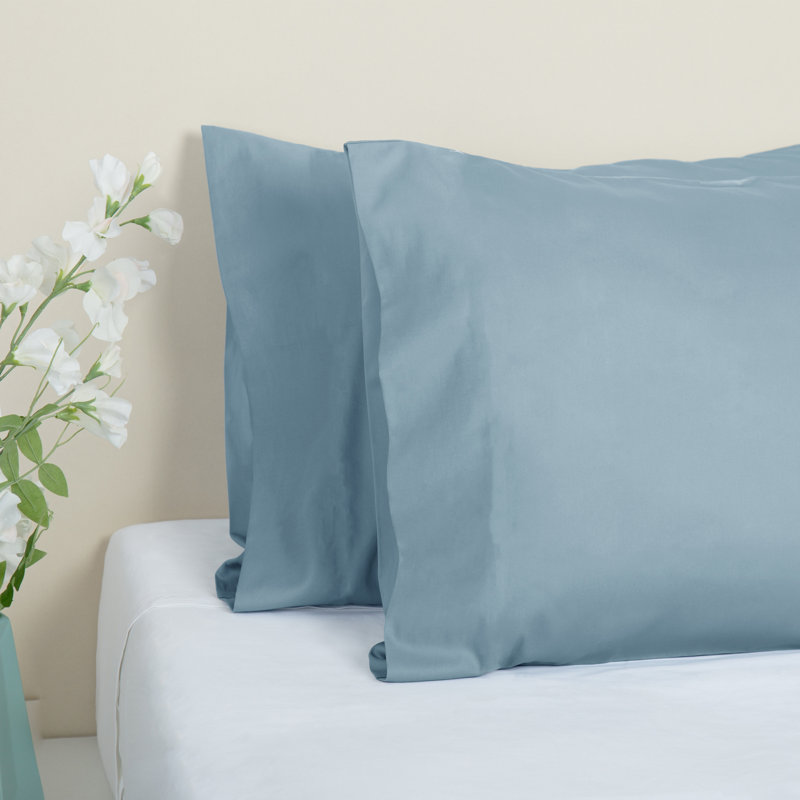 100% Cotton Sateen Pillowcase Envelope Pillowcases Set, Stone Blue, King Pillowcase