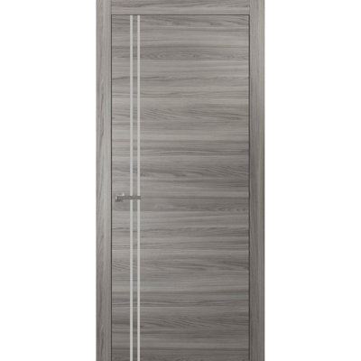Porte intérieure moderne pleine avec poignée Planum 0310 Frêne gingembre, panneau simple, cadre et moulures réguliers, pour salle de bain ou chambre, portes robustes - 42 po x 96 po