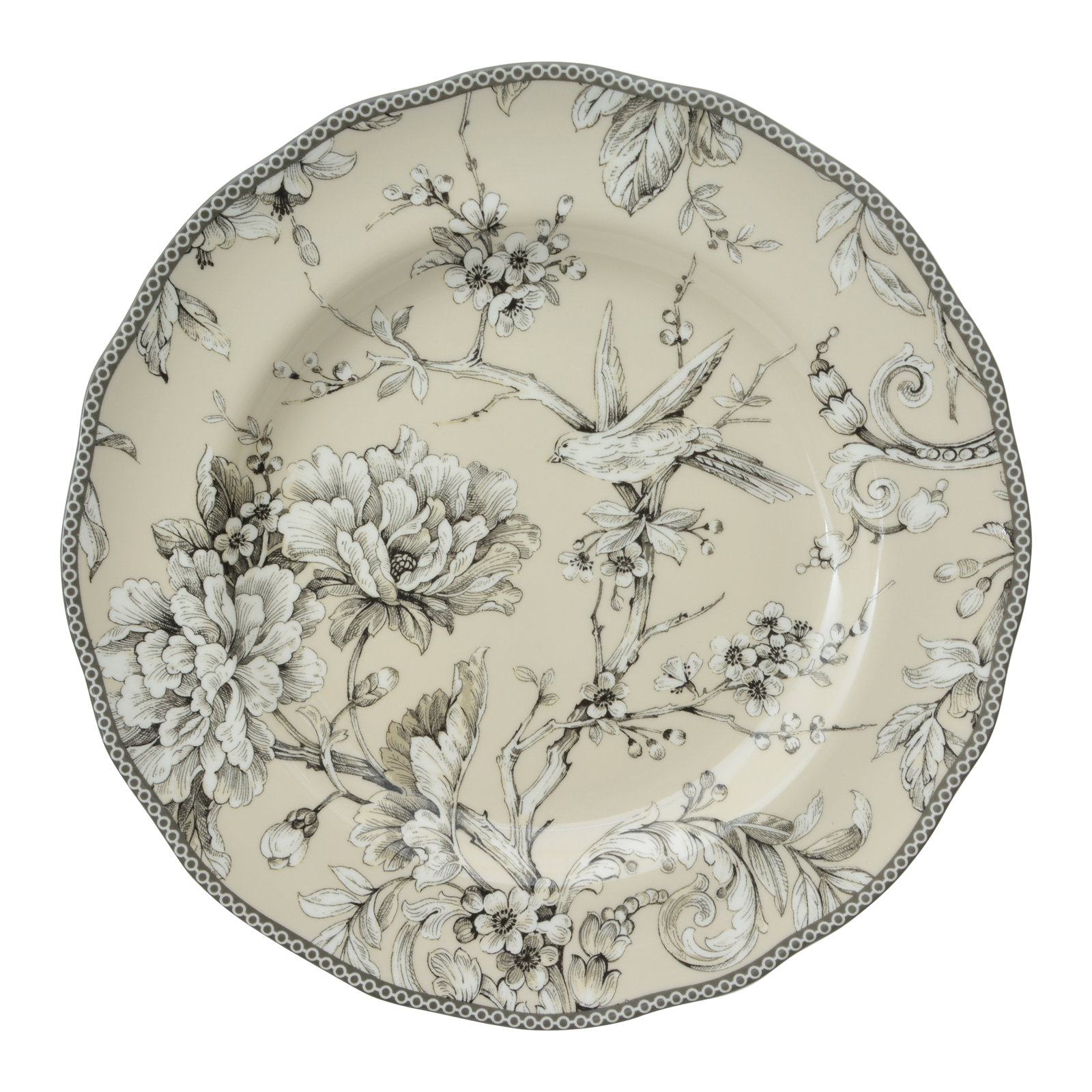 Adelaide Porcelain Dinnerware Set - Service for 4, Floral, Beige