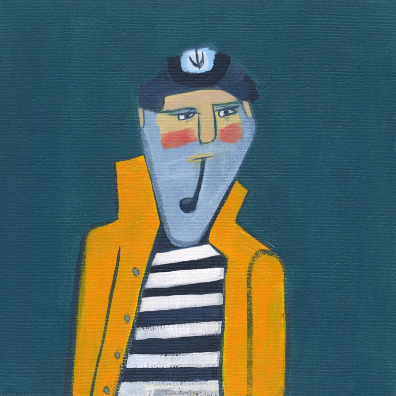 "Marin avec manteau orange" sur toile