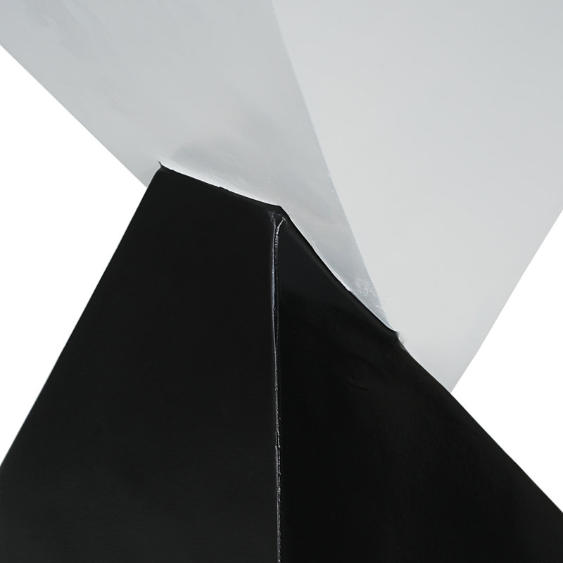 Modern Geometric MGO Side Table - Black & White Two Tone Indoor Outdoor End Table For Living Room, Patio, Garden