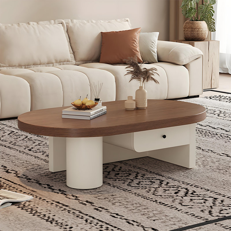 Table basse ovale brune et blanche 47,24 po