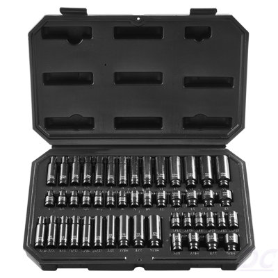 Impact Sockets Set 48Pcs 6-Point 1/4" Drive Bit Ratchet Tool Kit Case