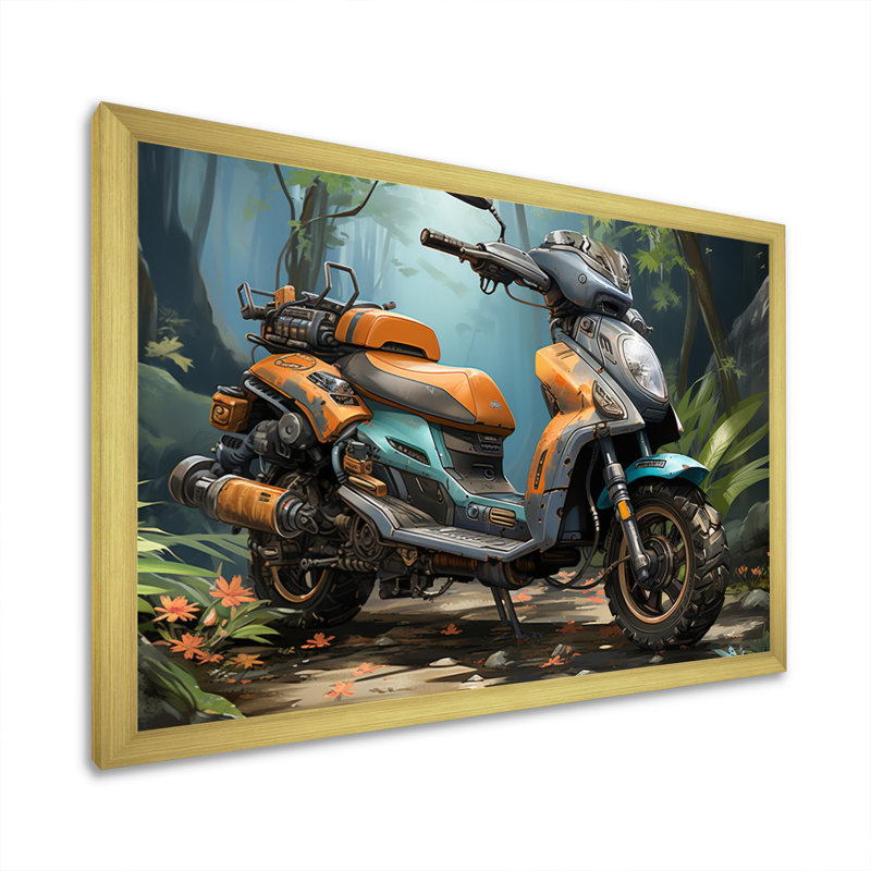 Scooter dans Wild Adventure Seeker I - impression, H 16 po x l 32 po x P 1 po, Cadre doré à une seule photo