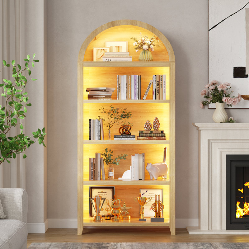 Armoire de rangement arquée à 5 tablettes de 29,5 po de largeur avec capteur tricolore (ensemble de 2), Beige