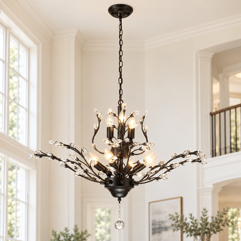 Hardi 7 - Light Crystal and Wrought Iron Dimmable Chandelier