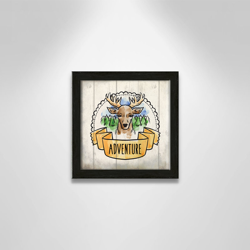 Adventure is out There 1, art encadré, 8" H x 8" W x 1.18" D, Cadre plat à grain de bois noir