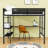 Metal Full Loft Bed With Built-In Desk And Shelves And Ladder