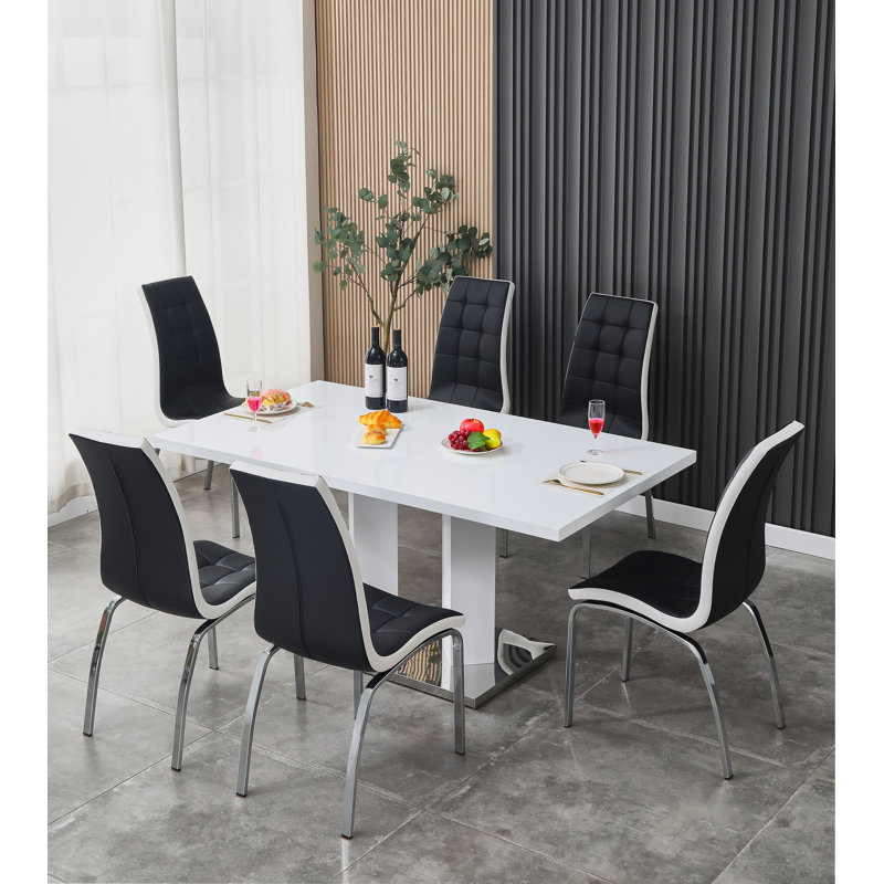 Knauer 6 - Person Dining Set, Black, White