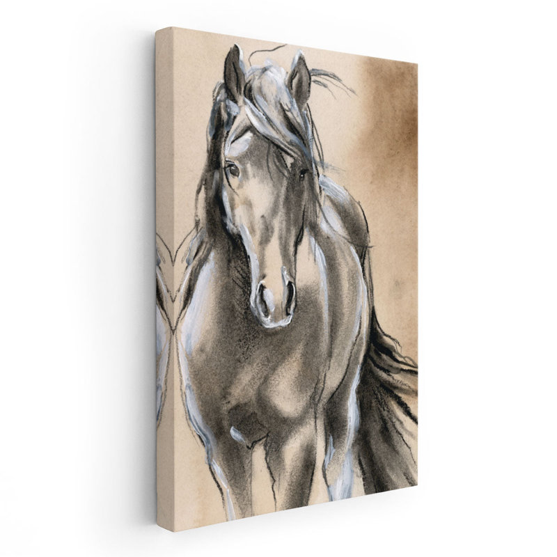 Croquis de cheval II - reproduction d'art sur toile, H 36 po x l 24 po